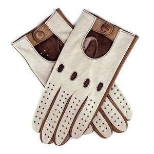 Mitaines en cuir beige à doigts complets, compatibles écran tactile, avec détection de pointe, pour usage quotidien décontracté en hiver et la conduite, paume à grain doux et poignet fendu - Product Image 1