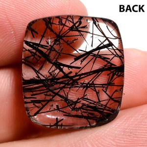 Natural <b>Black</b> Rutilated Quartz Cabochon <b>Polished</b> Loose Gemstone Oval Shape High Quality Designer Stone For Jewelry Making Rings - Product Image 1