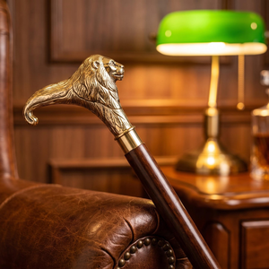 Handcrafted Wooden <b>Walking</b> Cane with Lion Head Handle, Decorative Wood <b>Walking</b> <b>Stick</b> for <b>Men</b> and Women Vintage Style Cane - Product Image 1