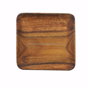 แผ่นไม้อะคาเซียทรงกลม,เครื่องใช้บนโต๊ะทำจากธรรมชาติสำหรับรับประทานอาหารแซนด์วิชสลัดอาหารทานเล่นเบอร์เกอร์ชีส - Product Image 1