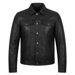 Custom Men's Genuine Leather Motorcycle <b>Jacket</b> Washed Autumn Waterproof Thick <b>Smart</b> Casual Front Logo Eco Friendly Outdoor Wear - Product Image 2