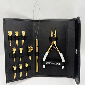 Professional Micro <b>Plier</b> Gold Plated Stainless Steel Hair Extension Tools <b>Plier</b> <b>Set</b> with Hair Section Clips ,Finger and Loop - Product Image 4
