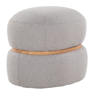 Pouf Ottoman Cinch in Tessuto Grigio Contemporaneo e Legno Naturale - Collezione Sgabelli e Pouf - Product Image 1