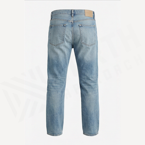 กางเกงยีนส์ขาตรงทรงสโตนวอชสำหรับผู้ชาย เอวกลาง ทรงปกติ ผ้าฝ้าย สไตล์ลำลองสำหรับฤดูใบไม้ผลิ - Product Image 3