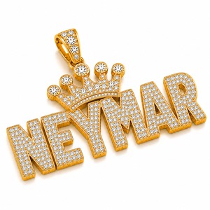 Luxury Custom Football Crown Pendant 18K Yellow Gold Lab Grown Diamond Number 10 Iced Out Sports Necklace Wholesale - Product Image 5