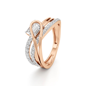แหวนหมั้นเพชรทรงเอเมอรัลด์สีโรสโกลด์สไตล์คลาสสิกสำหรับผู้หญิง - Product Image 4