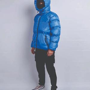 Veste matelassée surdimensionnée 2026 avec capuche amovible, bicolore, logo OEM, haute qualité, imprimé bulles noir, personnalisable pour homme - Product Image 5