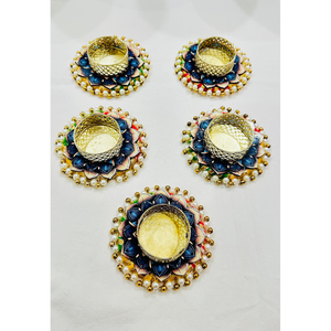 Handcrafted Lotus <b>Tealight</b> Candle Holders | Decorative Diya for Diwali & Weddings | Ethnic Floral Votive Stands - Product Image 2