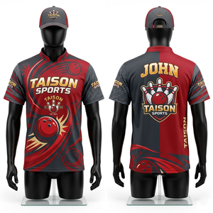 Premium 180 GSM Polyester Breathable <b>Bowling</b> Jersey Red Black Panel Design Sublimation Print Custom Logo Team Wear - Product Image 6