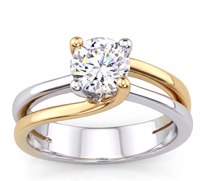 Anillo de compromiso solitario de dos tonos entrelazados con diamantes cultivados en laboratorio - Product Image 3