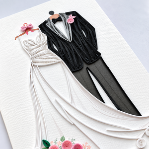 Carte de vœux élégante pour mariés, en quilling, vente en gros, faite à la main, artistique, carte cadeau de mariage, fabricant de papeterie - Product Image 3