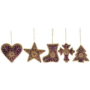 Décoration suspendue en forme de cœur faite à la main avec des broderies Zari |   Ornement en soie brodée de perles pour la décoration de mariage et de fêtes - Product Image 3