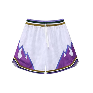 Pantalones Cortos de Baloncesto Retro Blancos y Morados 2026 con Diseño Degradado de Montaña, Transpirables, Deportivos, con Cintura Elástica, Estilo Premium - Product Image 2