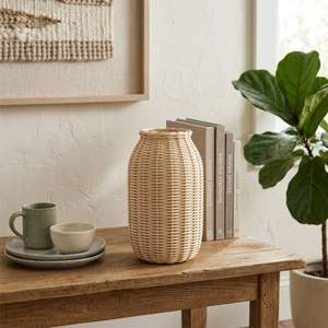 Cesta redonda de ratán, florero artesanal de 8 pulgadas - Product Image 5