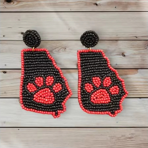 Pendientes Ligeros con Cuentas de Georgia State, Diseño de Huella de Pata, Pendientes Colgantes para el Día del Partido, para Mujeres y Niñas en 2026 - Product Image 1