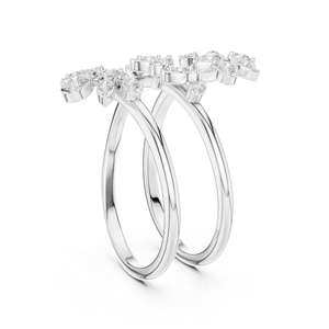 Anillo de compromiso abierto de doble flor de 0.36 CT con espiral floral de diamantes para bodas, diamante talla pera - Product Image 4