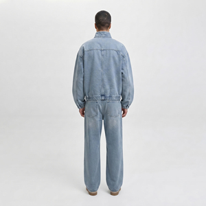 Conjunto de Chaqueta Vaquera Oversize Transpirable y Pantalones Vaqueros de Pierna Ancha Estilo Streetwear Holgado para Hombre - Traje Vaquero Americano de Invierno - Product Image 4