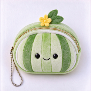 Peluche melon personnalisée, peluche melon doux, porte-monnaie en peluche, pochette en peluche fruit, pochette porte-clés en peluche, peluche fruit vert - Product Image 4
