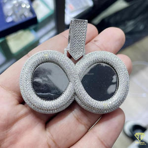 Custom <b>Infinity</b> Frame Pendant <b>Necklace</b> with 925 Sterling Silver Rhodium Plated Hip Hop Style Moissanite GIA Certified - Product Image 4