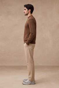 Suéter Casual de Punto para Hombre, Cuello Redondo, Manga Larga, Corte Regular, Color Marrón, para Otoño - Product Image 2