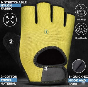 CLOVIX SPORTS Lightweight Gym Gloves <b>Half</b> Finger Breathable Fitness Mitts Cotton Towel Thumb Hook Loop Support for Weightlifting - Product Image 4