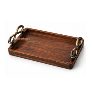 Plateau de rangement rectangulaire en bois de style marocain, gravure florale, finition polie, compatible lave-vaisselle, multifonction, utilisation sur table, individuel - Product Image 6