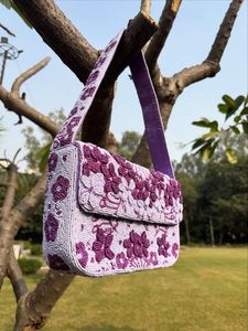Sac à bandoulière en tissu à motif tortue de mer avec perles, sac de soirée pour femme, sac à rabat, sac à main - Product Image 3