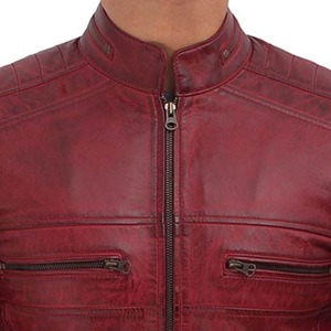 <b>Men's</b> Casual Vintage Winter <b>Warm</b> Leather Varsity <b>Jacket</b> Breathable Canvas Coated Stand Collar Reasonable Price - Product Image 4