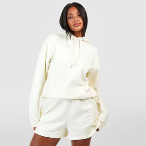 Conjunto de 2 Piezas de Sudadera con Capucha y Pantalones Cortos para Mujer, Conjuntos Deportivos para Mujer al Precio Más Bajo, Transpirables, con Precio Económico, OEM - Product Image 1