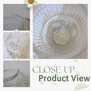 Candelabro de bambú para decoración del hogar, respetuoso con el medio ambiente, con jaula para pájaros, cuentas blancas, farolillos y candelabros de invierno, otras categorías incluidas - Product Image 4