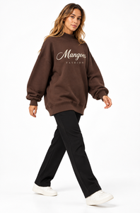 Sweat-shirt à col montant pour femme, personnalisé avec logo, en coton doux 100%, style streetwear, brodé, en molleton, coupe ample - Product Image 3