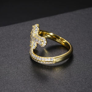 Luxury Iced Out Cross <b>Ring</b> for Men Women, Gold Plated CZ Diamond Christian Faith <b>Ring</b>, <b>Adjustable</b> Open Wrap <b>Ring</b> - Product Image 2