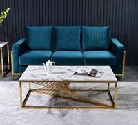 Table basse moderne très vendue, avec structure en acier inoxydable plaqué or et plateau en marbre, écologique et durable, pour salon