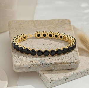Black Onyx <b>Bracelet</b> in 925 Sterling Silver Elegant Black Gemstone Tennis <b>Bracelet</b> Handmade Jewelry Gift for Women - Product Image 3