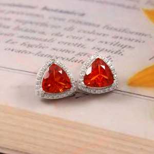 Pendientes de Zafiro Rosa en Forma de Tríguílón, Plata de Ley 925, Regalo de Compromiso para Mujer, Joyería de Lujo - Product Image 4