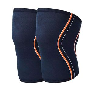 Squat Knee Sleeve Charcoal Orange Side Stripe Neoprene 7mm Deadlift Powerlifting <b>Compression</b> Joint Support Knee Sleeve Pair - Product Image 2