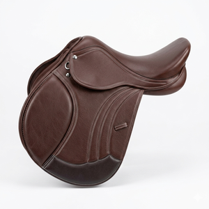Silla de Montar Inglesa de Cuero Genuino Premium al por Mayor, Silla de Salto Clásica Marrón, Sillas de Montar Ecuestres de Contacto Cercano para Caballos - Product Image 1