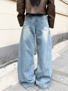Jeans de Moda Otoñal para Mujer, Talla Grande, con Incrustaciones de Diamantes, Coloridos, Vintage, con Parches, Estampado de Corazones, Cintura Baja, Elásticos, de Pierna Ancha - Product Image 4
