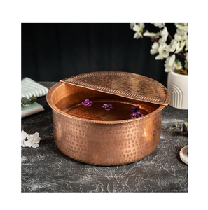 Bol à pieds en cuivre, fournitures de spa et de salon, présentoir de comptoir, lavabo antique avec couvercle, artisanat indien - Product Image 6