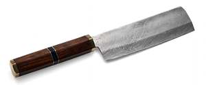 Couteau de chef artisanal en acier Damas, manche octogonal en bois, virole en laiton - Product Image 3