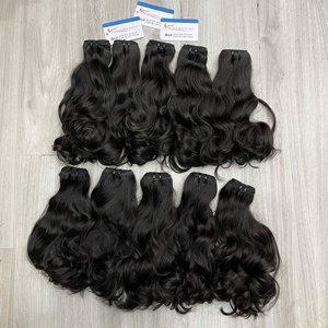 <b>Top</b> choice for Vietnamese hair extensions black natural wavy machine double weft raw hair bundle cuticle aligned - Product Image 1