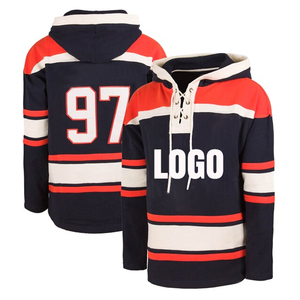 Sudadera con Capucha Personalizada de Hockey sobre Hielo con Cierre de Cordones, Diseño a Rayas, Unisex, Adulto, Manga Larga, Poliéster Transpirable, para Todas las Estaciones - Product Image 1