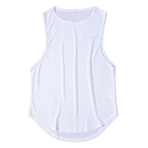 Camiseta sin Mangas para Hombre, Color Naranja, Cuello Redondo, Informal, de Secado Rápido, Deportiva, Tejida, de Color Sólido, Poliéster - Product Image 2