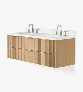 Mueble de Baño Lydia de 60 Pulgadas con Doble Lavabo, Solo Mueble, Roble Natural, Venta al Por Mayor, Fábrica en Vietnam - Product Image 2