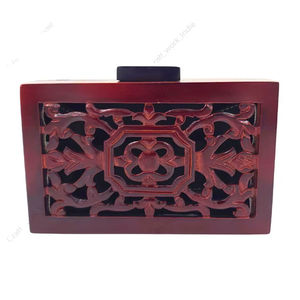 Bolso de Mano de Madera Tallada Artesanal con Adornos para Mujer, Cartera Rígida de Lujo para Fiesta, Boda o Evento Especial - Product Image 1