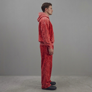 Conjunto de Sudadera con Capucha y Pantalones Deportivos de Peso Medio, Lavados, con Cierre, para Hombre, con Logotipo Bordado Personalizado, Ropa Urbana de Invierno, Traje Deportivo Masculino - Product Image 2