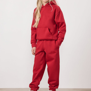 Solid Winter Fleece Flare Pant Hoodie Set Kids Boys Girls Pullover <b>Tracksuit</b> Two Piece Outfit Breathable Windproof - Product Image 1