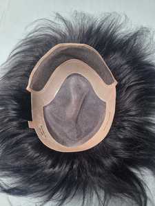 Natural Black Indian Remy <b>Hair</b> Natural Wave Lace Front Toupee Cap with Scalp Coverage for Men - Product Image 1