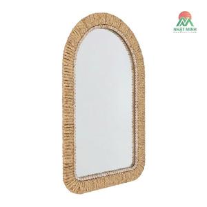 Handcrafted water hyacinth <b>mirror</b> with a curved arch shape. Durable construction. Designed for vertical <b>hanging</b>. Fully assembled - Product Image 4