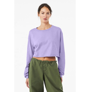 women crop <b>sweatshirt</b> drop shoulder casual style <b>ladies</b> cropped <b>sweatshirt</b> elastic waist design women cropped <b>sweatshirt</b> - Product Image 1